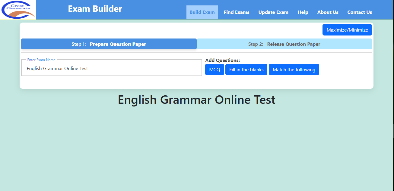 Adding the exam title